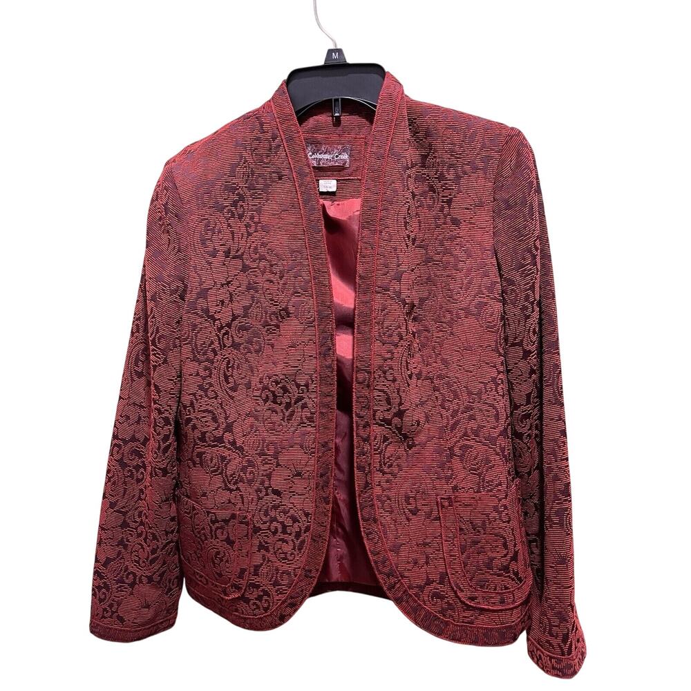 Coldwater Creek Red‎ Embroidered Floral Blazer Jacket - Size Small (6-8)